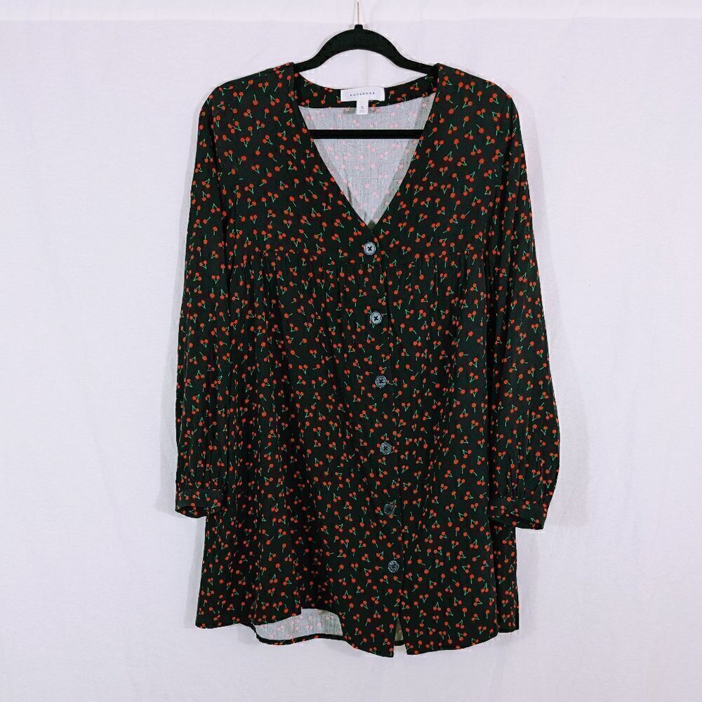 Popsugar Cherry Print Babydoll Dress Size S